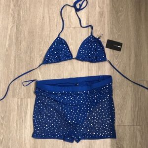 Blue bejeweled two-piece